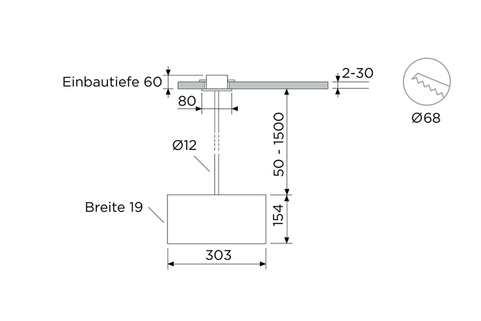 ESSENTIAL PENDELROHR DECKENEINBAU Erkennungsweite 30m