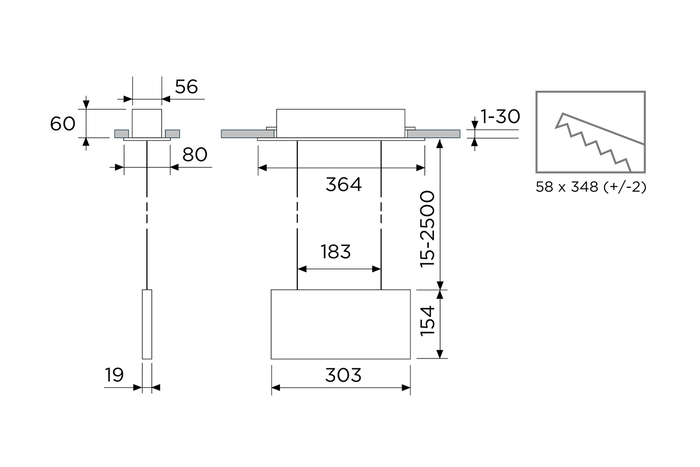 ESSENTIAL SEILABHÄNGUNG DECKENEINBAU Erkennungsweite 30m